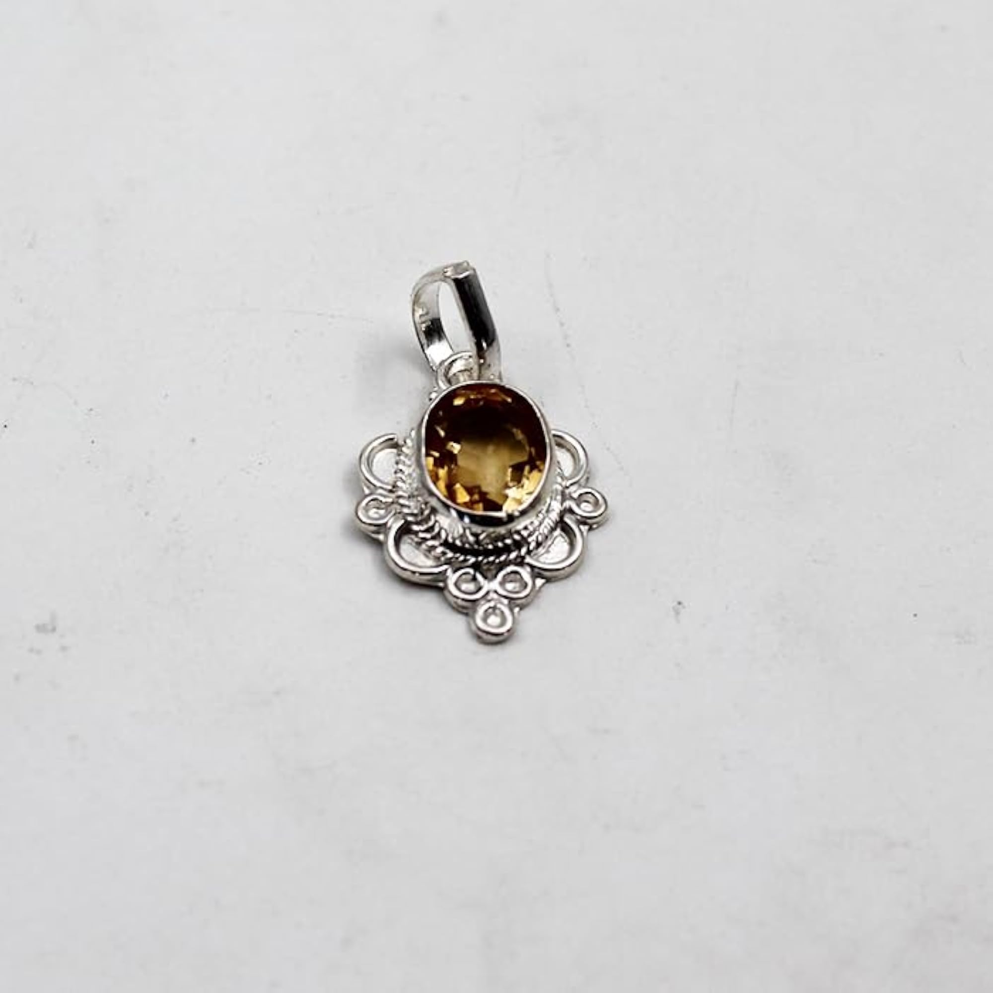 Women's Yellow Topaz Stone Design Silver Coated Locket